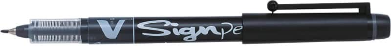 Pilot V-Sign Pen Fineliner Pen 0.6 mm Needlepoint Black Pack of 12