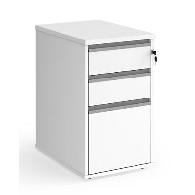 Dams International Desk End Pedestal with 3 Lockable Drawers Wood Contract 25 426 x 600 x 725mm White, Silver