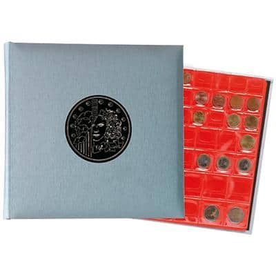 Coin Binder 24.5x25cm Metallic Grey 5 pages x 43 compartments