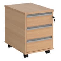 Dams International Mobile Pedestal with 3 Lockable Shallow Drawers Wood Contract 25 426 x 600 x 567mm Beech, Silver