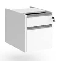 Dams International Fixed Pedestal with 2 Lockable Drawers MFC Contract 25 416 x 590 x 474mm White, Silver