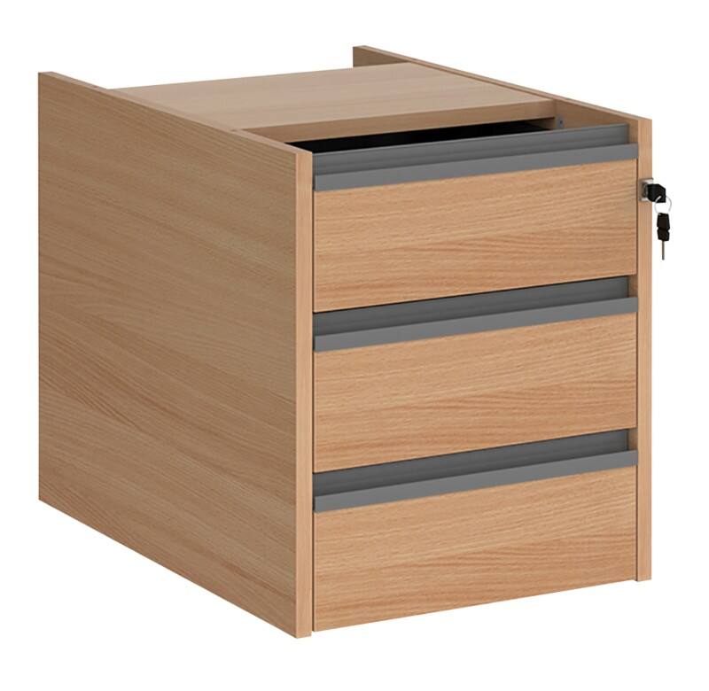 Dams International Contract 25 Fixed Pedestal with 3 Lockable Drawers 416 x 590 x 474mm Beech