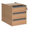 Dams International Fixed Pedestal with 3 Lockable Drawers MFC Contract 25 416 x 590 x 474mm Beech