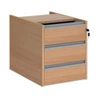 Dams International Fixed Pedestal with 3 Lockable Drawers MFC Contract 25 416 x 590 x 474mm Beech, Silver