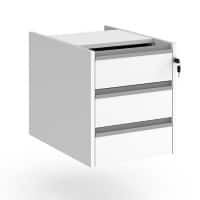 Dams International Fixed Pedestal with 3 Lockable Drawers MFC Contract 25 416 x 590 x 474mm White, Silver