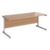 Dams Rectangular Straight Desk with Beech Coloured MFC Top and Silver Frame Cantilever Legs Contract 25 1800 x 800 x 725mm