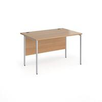 Dams International Rectangular Straight Desk with Beech Coloured MFC Top and Silver H-Frame Legs Contract 25 1200 x 800 x 725mm