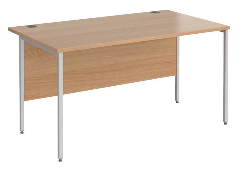 Dams International Contract 25 Straight Desk Rectangular Beech Melamine Faced Chipboard Silver H-Frame 1,400 x 800 x 725 mm