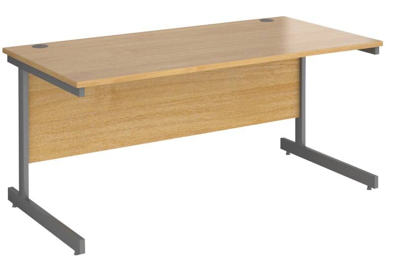 Dams International Rectangular Straight Desk with Oak Coloured MFC Top and Graphite Frame Cantilever Legs Contract 25 1600 x 800 x 725mm