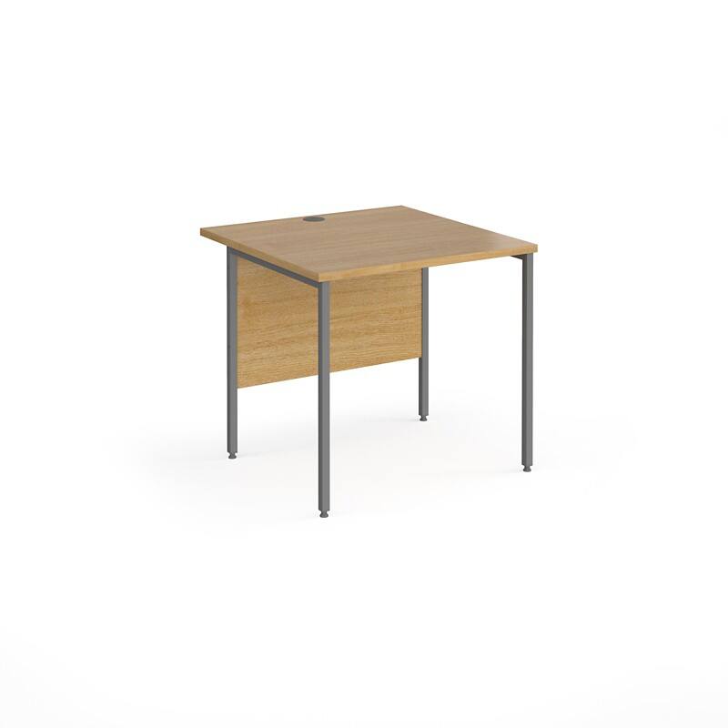 Dams International Rectangular Straight Desk with Oak Coloured MFC Top and Graphite H-Frame Legs Contract 25 800 x 800 x 725mm