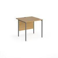 Dams International Rectangular Straight Desk with Oak Coloured MFC Top and Graphite H-Frame Legs Contract 25 800 x 800 x 725mm