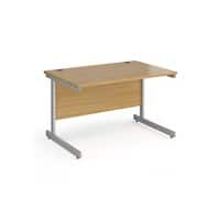 Dams International Rectangular Straight Desk with Oak Coloured MFC Top and Silver Frame Cantilever Legs Contract 25 1200 x 800 x 725mm