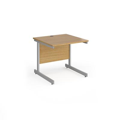 Dams International Rectangular Straight Desk with Oak Coloured MFC Top and Silver Frame Cantilever Legs Contract 25 800 x 800 x 725mm