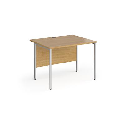 Dams International Rectangular Straight Desk with Oak Coloured MFC Top and Silver H-Frame Legs Contract 25 1000 x 800 x 725mm