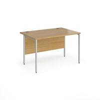 Dams International Rectangular Straight Desk with Oak Coloured MFC Top and Silver H-Frame Legs Contract 25 1200 x 800 x 725mm