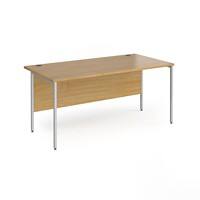 Dams International Rectangular Straight Desk with Oak Coloured MFC Top and Silver H-Frame Legs Contract 25 1600 x 800 x 725mm