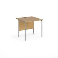 Dams International Rectangular Straight Desk with Oak Coloured MFC Top and Silver H-Frame Legs Contract 25 800 x 800 x 725mm