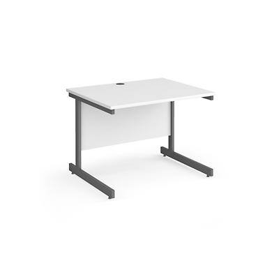 Dams International Rectangular Straight Desk with White MFC Top and Graphite Frame Cantilever Legs Contract 25 1000 x 800 x 725mm