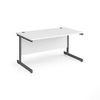 Dams International Rectangular Straight Desk with White MFC Top and Graphite Frame Cantilever Legs Contract 25 1400 x 800 x 725mm