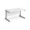 Dams International Rectangular Straight Desk with White MFC Top and Graphite Frame Cantilever Legs Contract 25 1400 x 800 x 725mm