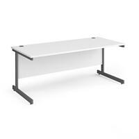 Dams International Rectangular Straight Desk with White MFC Top and Graphite Frame Cantilever Legs Contract 25 1800 x 800 x 725mm