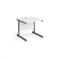 Dams International Contract 25 Rectangular Straight Desk with White MFC Top and Graphite Frame Cantilever Legs 800 x 800 x 725 mm