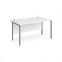 Dams International Rectangular Straight Desk with White MFC Top and Graphite H-Frame Legs Contract 25 1400 x 800 x 725mm