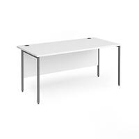 Dams International Rectangular Straight Desk with White MFC Top and Graphite H-Frame Legs Contract 25 1600 x 800 x 725mm