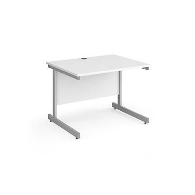 Dams International Rectangular Straight Desk with White MFC Top and Silver Frame Cantilever Legs Contract 25 1000 x 800 x 725mm