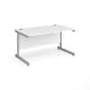 Dams International Rectangular Straight Desk with White MFC Top and Silver Frame Cantilever Legs Contract 25 1400 x 800 x 725mm