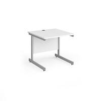 Dams International Rectangular Straight Desk with White MFC Top and Silver Frame Cantilever Legs Contract 25 800 x 800 x 725mm