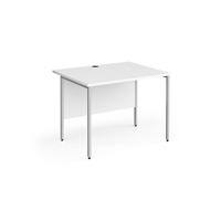 Dams International Rectangular Straight Desk with White MFC Top and Silver H-Frame Legs Contract 25 1000 x 800 x 725mm