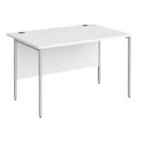 Dams International Rectangular Straight Desk with White MFC Top and Silver H-Frame Legs Contract 25 1200 x 800 x 725mm