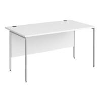 Dams International Rectangular Straight Desk with White MFC Top and Silver H-Frame Legs Contract 25 1400 x 800 x 725mm