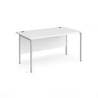 Dams International Rectangular Straight Desk with White MFC Top and Silver H-Frame Legs Contract 25 1400 x 800 x 725mm