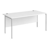 Dams International Rectangular Straight Desk with White MFC Top and Silver H-Frame Legs Contract 25 1600 x 800 x 725mm