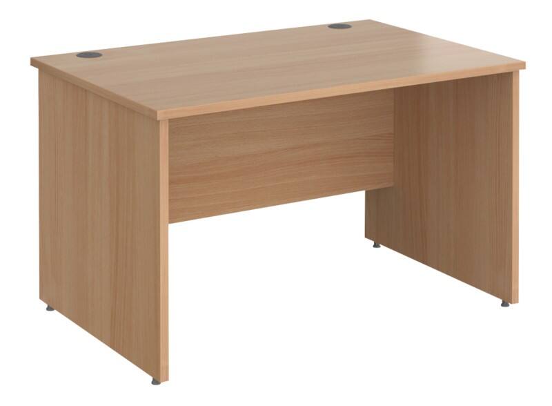 Dams International Rectangular Straight Desk with Beech Coloured MFC Top and Silver Frame Panel Legs Contract 25 1200 x 800 x 725mm