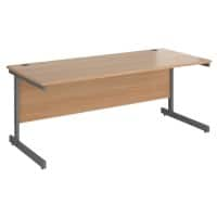 Dams International Contract 25 Rectangular Straight Desk with Beech Coloured MFC Top and Graphite Frame Cantilever Legs 1,800 x 800 x 725 mm