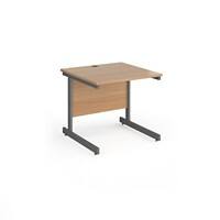 Dams International Contract 25 Rectangular Straight Desk with Beech Coloured MFC Top and Graphite Frame Cantilever Legs 800 x 800 x 725 mm