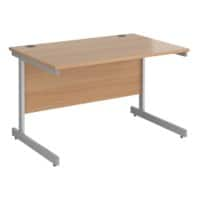 Dams International Rectangular Straight Desk with Beech Coloured MFC Top and Silver Frame Cantilever Legs Contract 25 1200 x 800 x 725 mm