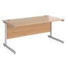Dams International Contract 25 Rectangular Straight Desk with Beech Coloured MFC Top and Silver Frame Cantilever Legs 1,600 x 800 x 725 mm