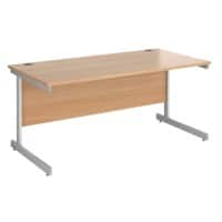 Dams International Contract 25 Rectangular Straight Desk with Beech Coloured MFC Top and Silver Frame Cantilever Legs 1,600 x 800 x 725 mm