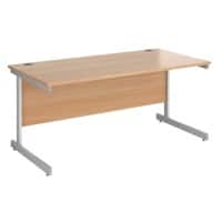 Rectangular Straight Desk with Beech Coloured MFC Top and Silver Frame Cantilever Legs Contract 25 1600 x 800 x 725mm