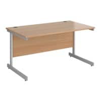 Rectangular Straight Desk with Beech Coloured MFC Top and Silver Frame Cantilever Legs Contract 25 1400 x 800 x 725mm