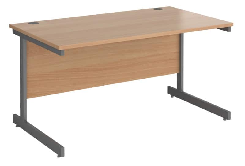 Rectangular Straight Desk with Beech Coloured MFC Top and Graphite Frame Cantilever Legs Contract 25 1400 x 800 x 725mm