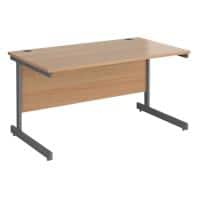Rectangular Straight Desk with Beech Coloured MFC Top and Graphite Frame Cantilever Legs Contract 25 1400 x 800 x 725mm