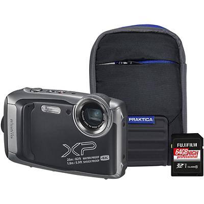 Fujifilm Digital Camera Finepix XP140 16.4 Megapixel Graphite + Bumper Case + 64GB SD Card