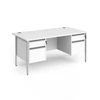 Dams International Straight Desk with White MFC Top and Silver H-Frame Legs and 2 x 2 Lockable Drawer Pedestals CH16S22-S-WH 1600 x 800 x 725mm