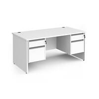 Dams International Straight Desk with White MFC Top and Silver Frame Panel Legs and 2 x 2 Lockable Drawer Pedestals Contract 25 1600 x 800 x 725mm