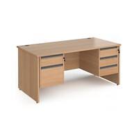 Dams International Straight Desk with Beech Coloured MFC Top and Graphite Frame Panel Legs and Two & Three Lockable Drawer Pedestals Contract 25 1600 x 800 x 725mm